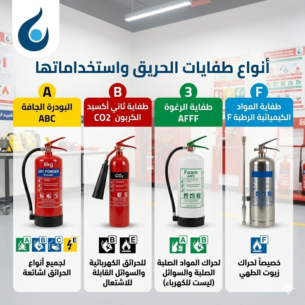 أنواع طفايات الحريق